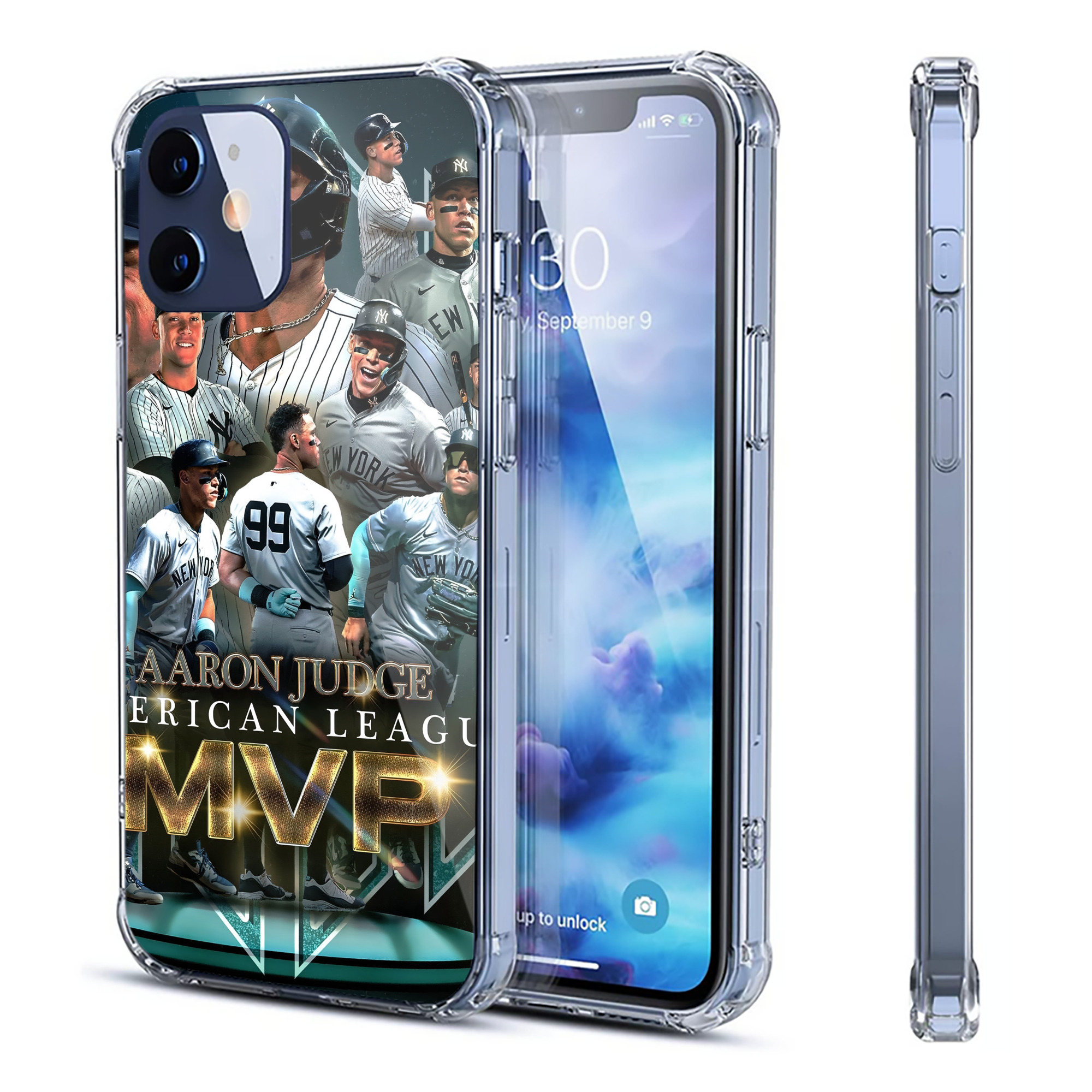 Aaron Judge MVP Clear IPhone 12 Case – Soft TPU With UV Print – Enhanced Drop Protection, Precise Fit, Anti-Fingerprint, Customizable Design, Scratch-Resistant, Yellow-Resistant